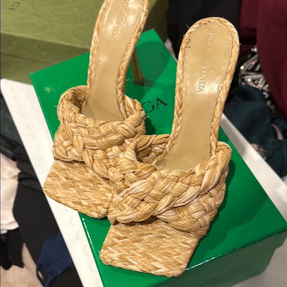 Bottega Veneta Tan Woven Women's Heels